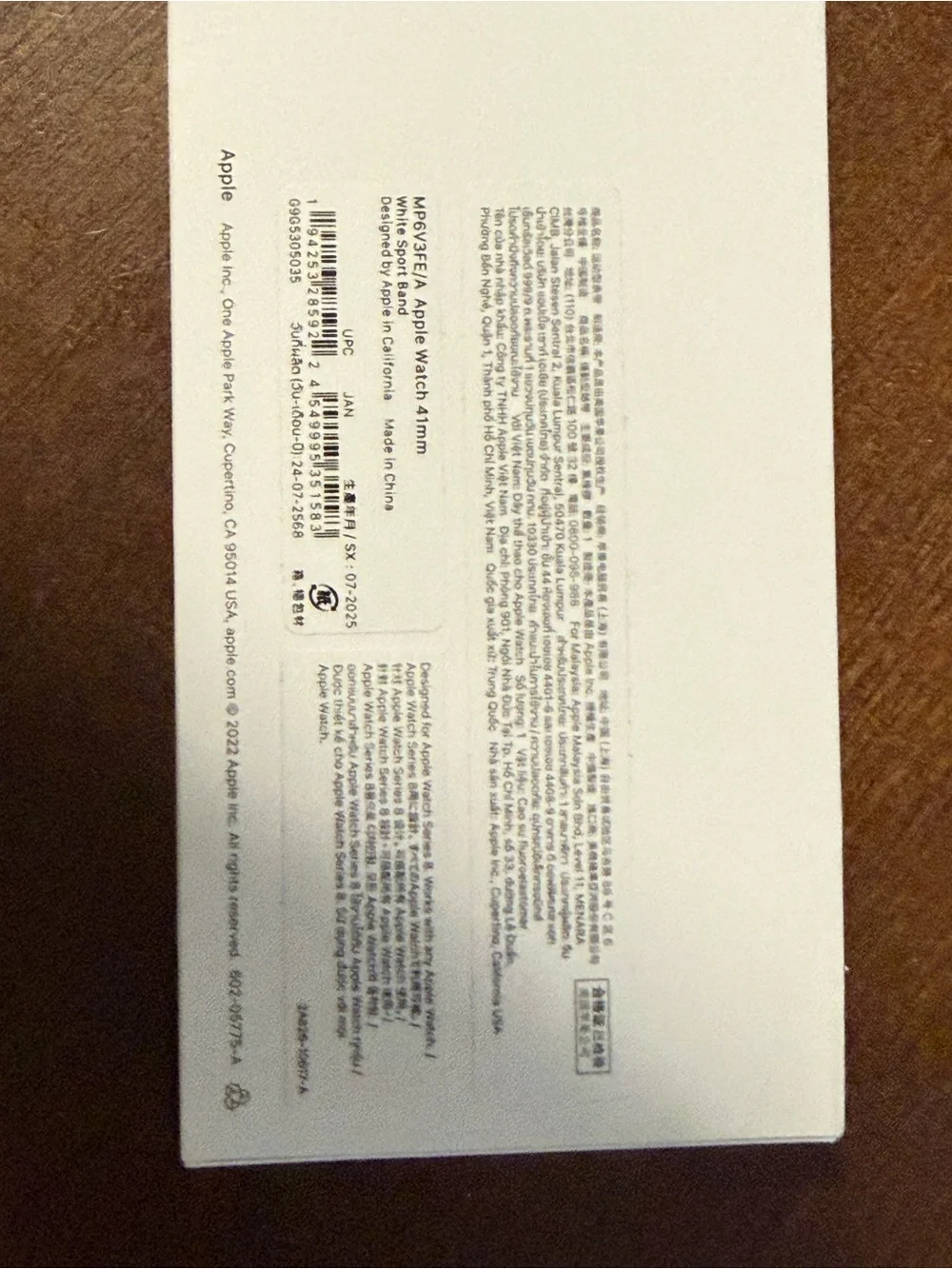 Apple 41mm White Sport Band - New